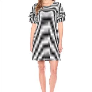 KAREN KANE ruffle sleeve black and white dress